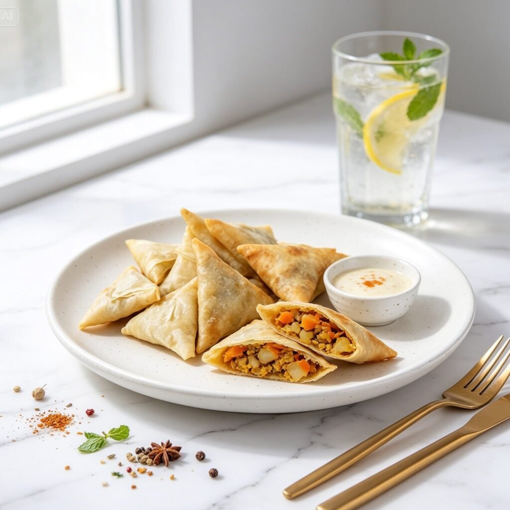 Nic's Food Samosa Curry Potato 250gr — Samosa Kentang Kari Renyah Fusion Isi 10 Pcs
